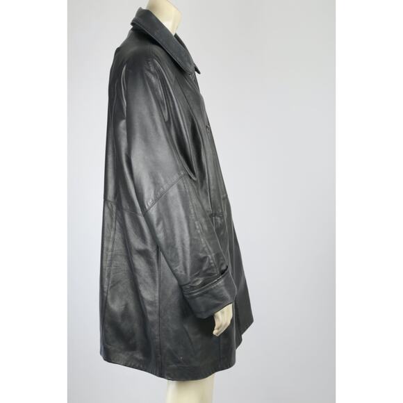 Hide Society Black Genuine Leather Reversible Button Down Coat Jacket Size 12 - Picture 6 of 16